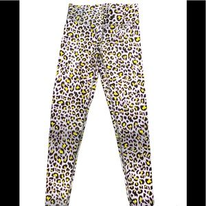 NWOT Terez Hi-Shine Cheetah Leggings, Medium, Silver